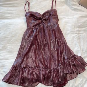 Metallic purple babydoll dress